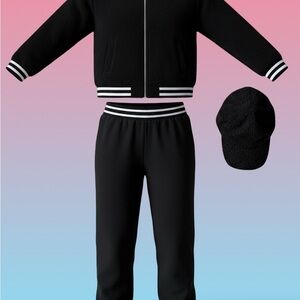 Max Studio Black Three-Piece Track Costume Set 7-8 years